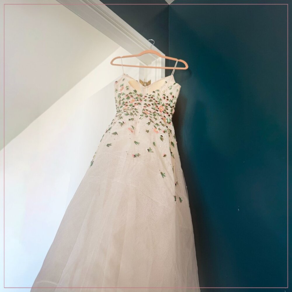 $5990 New Monique Lhuillier Crystal Bead Embellished Floral Tulle Runway Dress - Picture 13 of 16